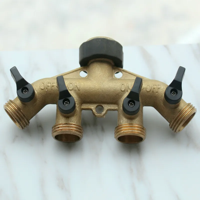 4 Way Brass Tap Adaptor Hose Valve Manifold Perfect For 4 Hose