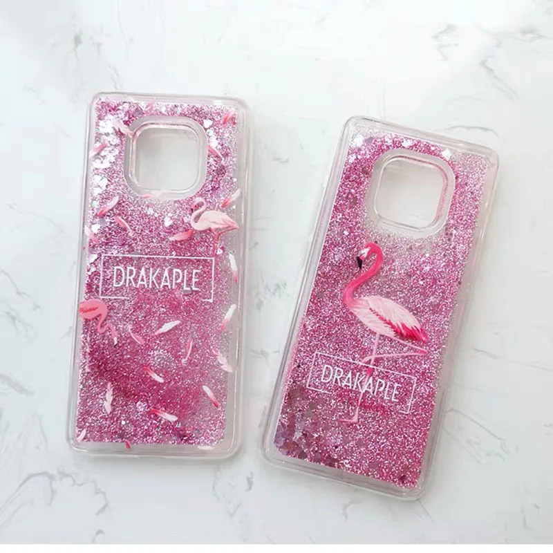 Flamingo Bling Glitter Liquid Clear Soft Case Cover on sfor Huawei P20 Lite Y5 2017 P10 P30 Honor 9 7X 10 Mate 20 P Smart Y6 Y9  (1)
