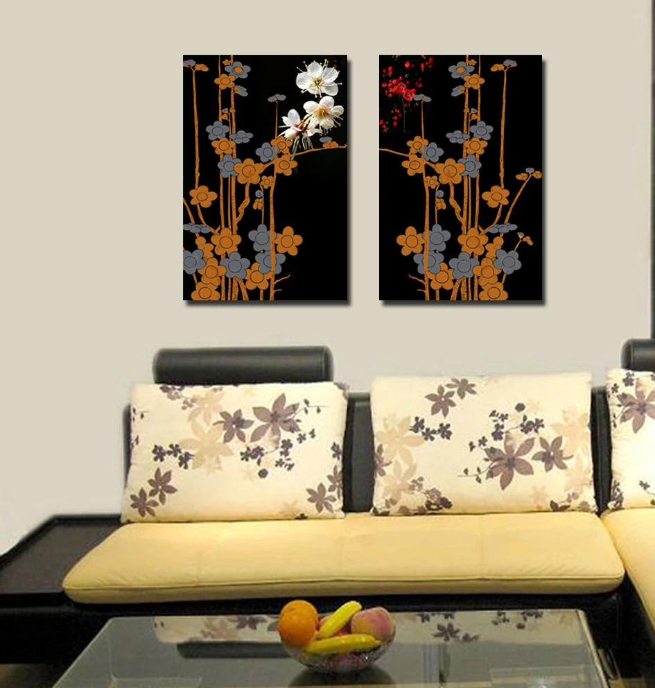 HD Canvas Print Abstract home decor wall art painting Picture Small white flowers 2PC-cy-23 | Дом и сад
