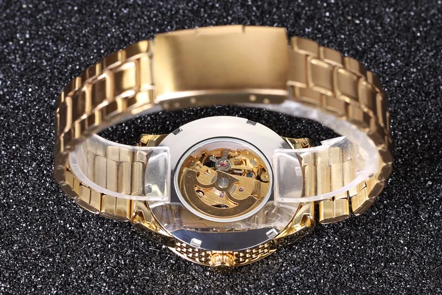 SEWOR Новая серия полый полностью Золотой Скелет Мужские часы лучший бренд класса люкс автоматические механические деловые повседневные часы