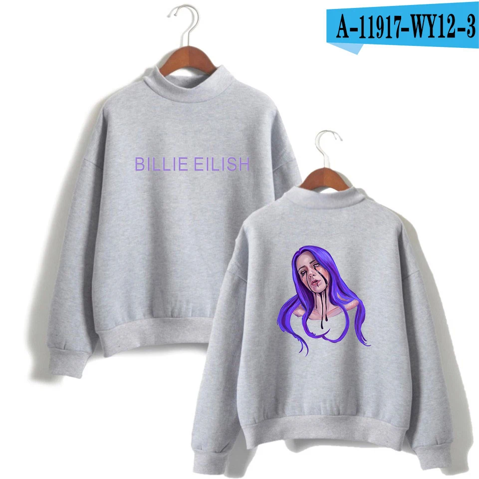 Billie Eilish водолазка толстовки Kpop Harajuku Женская одежда оверсайз хип-хоп Bangtan Одежда для мальчиков Новая мода - Цвет: gray