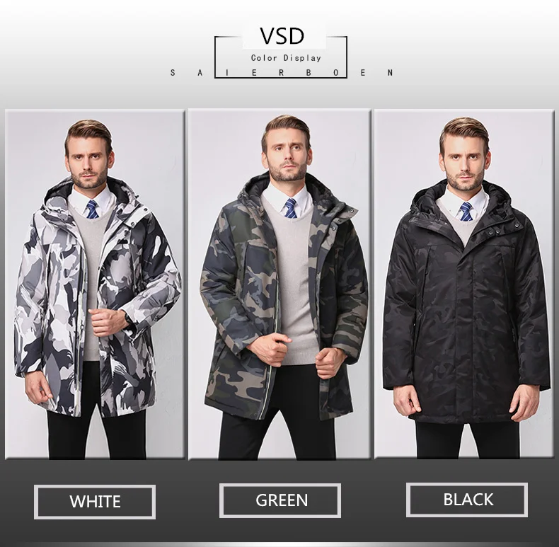Fashion Winter Jackets Men's Warm Down Coat Parka Thickening Rabbit hair Liner Detachable Turtleneck Windproof Concise  (3)
