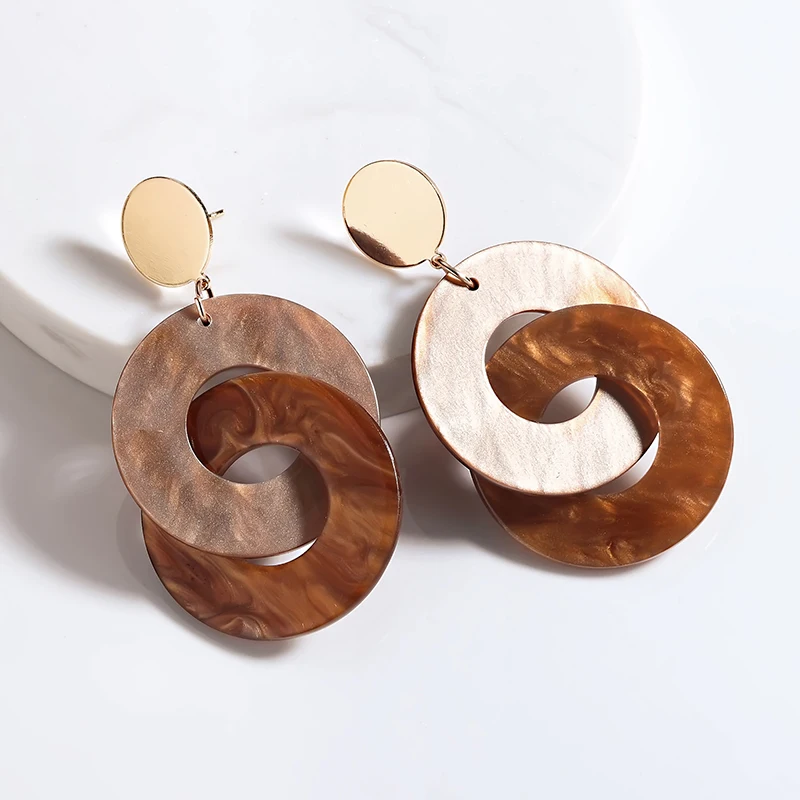 

New Geometric Drop Earrings Acrylic Rope Earrings Tortoiseshell Pattern Earrings for Women Chain Resin Eardrop Exaggerated Gift