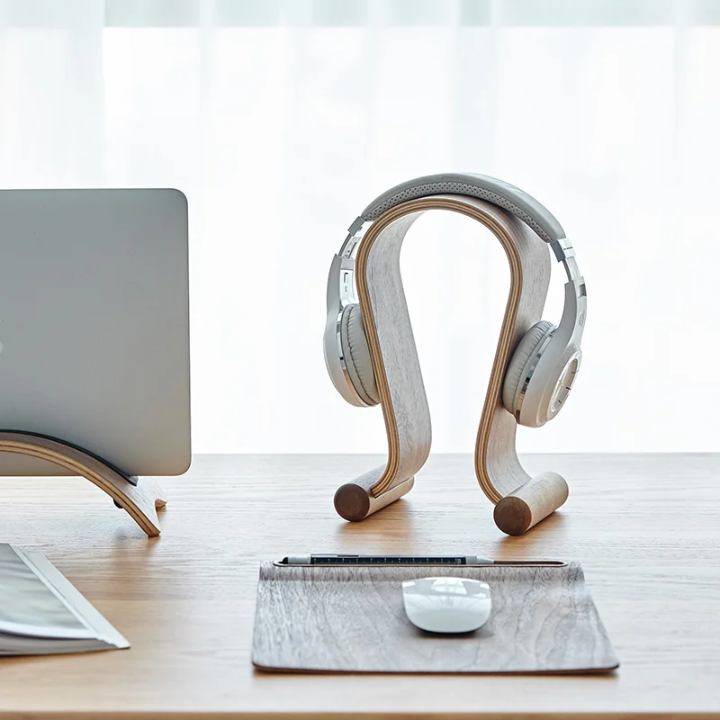 Wood Shelf Bracket Headset Holder Creative Gaming Headset Linked Storage Rack Home Desk Oraginzer H