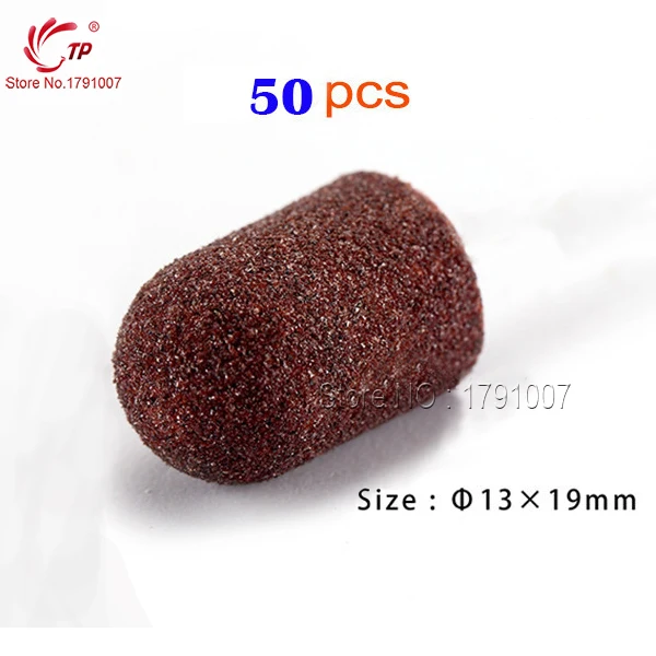 

50pcs/lot 80# 13*19mm Sanding Block Sleeve Cap Without Grip Sanding Bands Manicure File Tools Nail Drill Polishing Accessories