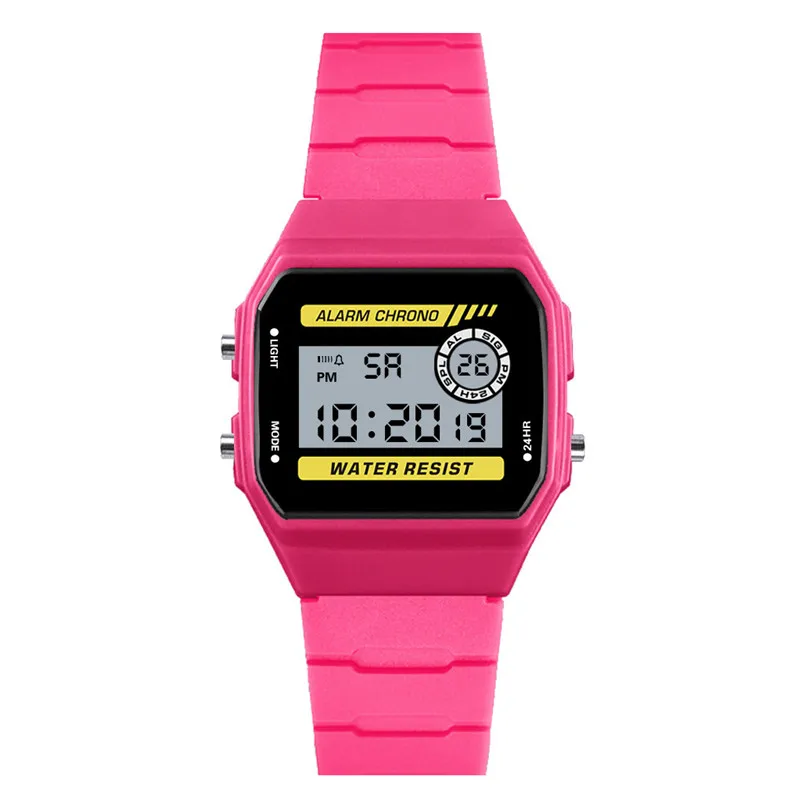 Спортивный студент, дети, часы детские часы Детские светодиодные цифровые наручные часы для мальчиков и девочек электронные Дата часы Выберите подарки Reloj/DD - Цвет: Hot Pink