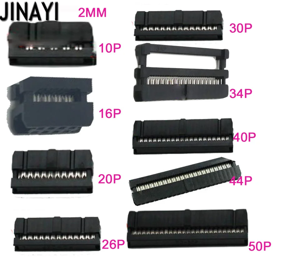 100pcs 2.0mm FC 10P 16p 20p 26p 30p 34p 40p 44p 50p 2mm IDC JTAG Socket ...