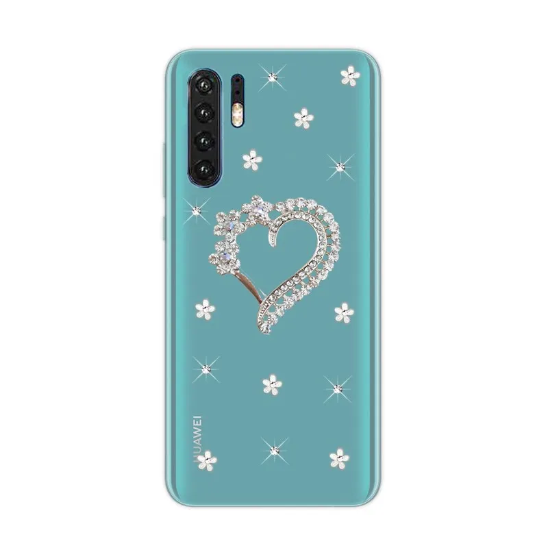 

For Huawei P30 P30 lite Case armor bumper transparent Silicone Love flowers peacock Phone Back Cover For Huawei P30 Pro case