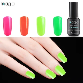 

Inagla 8ML Fluorescent Color Nail Polish UV LED Soak Off Vernis Semi Permanent Neon Gel Varnish Lucky Hybrid Lacquer Nail Art