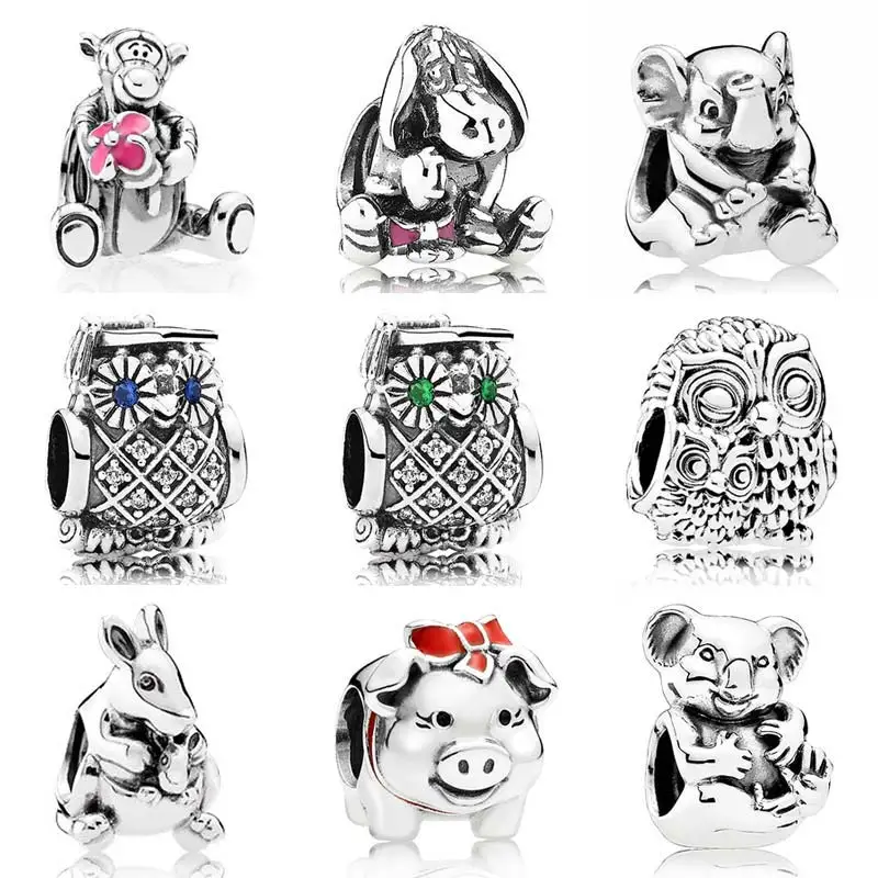 

Cute Charming Graduate Owl Eeyore Lucky Elephant Tigger Koala Charms Fit Pandora Bracelet 925 Sterling Silver Bead Charm Jewelry