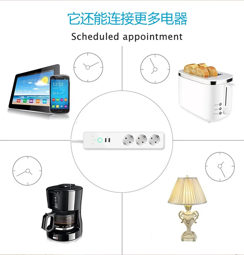 LEORT Wi Fi умная силовая полоса EU мульти штепсельная розетка 3 переменного тока 4 USB