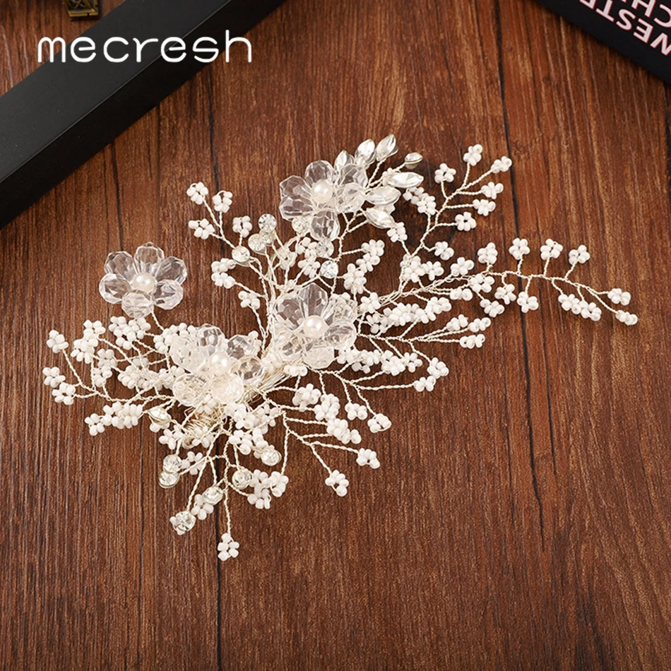 

Mecresh Flower Crystal Bridal Hair Combs Wedding Hair Accessories Fashion Rhinestone Handmade Princess Headpiece Jewelry FS192