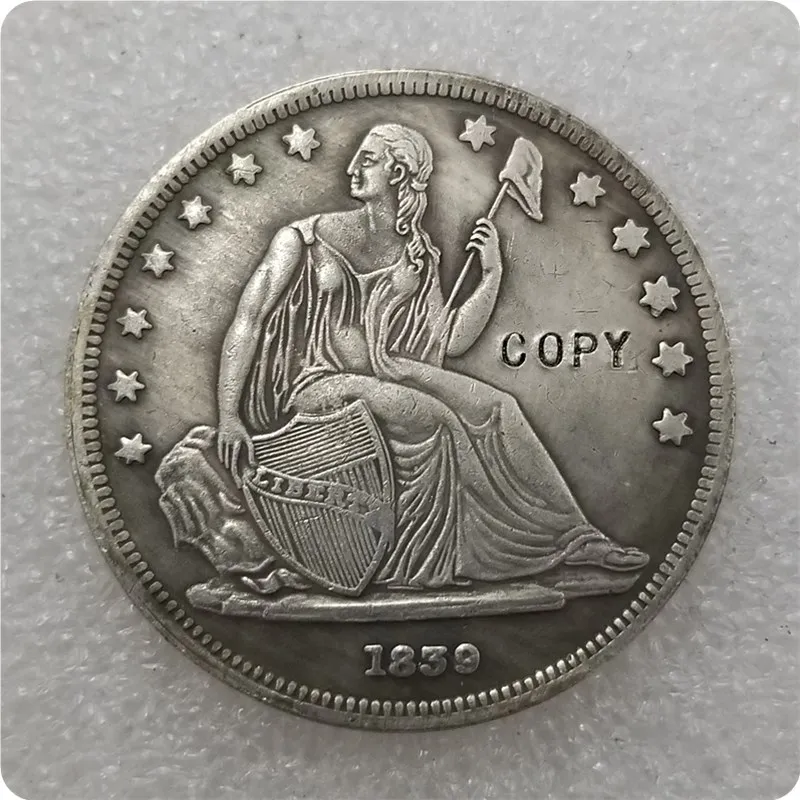 Antique silver США 1839 доллар гобрехта копия монет памятные монеты-копии монет медаль коллекционные монеты - Цвет: Antique silver