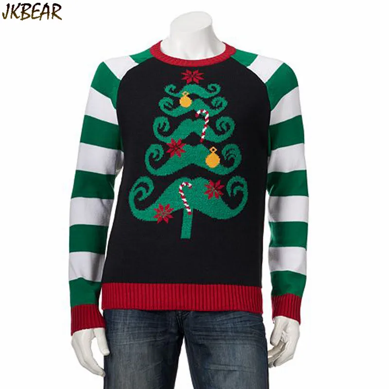 Funny Mustache X mas Tree Ugly Christmas Sweaters for Men