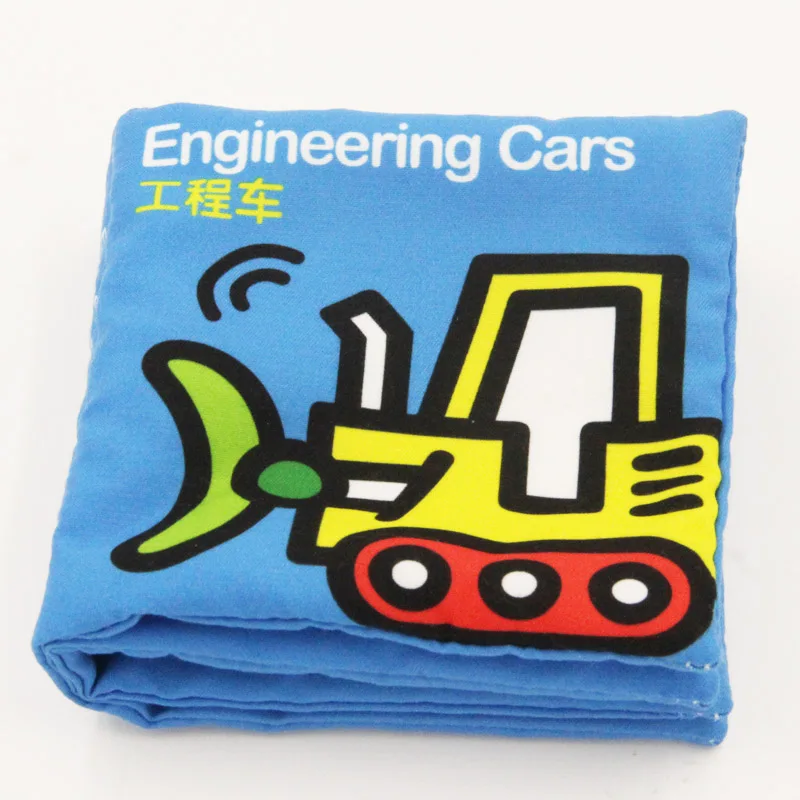 Детские игрушки книжки из мягкой ткани звук шелеста Младенческая Развивающая погремушка в коляску игрушка новорожденная кроватка детские игрушки 0-36 месяцев - Цвет: Engineering Cars
