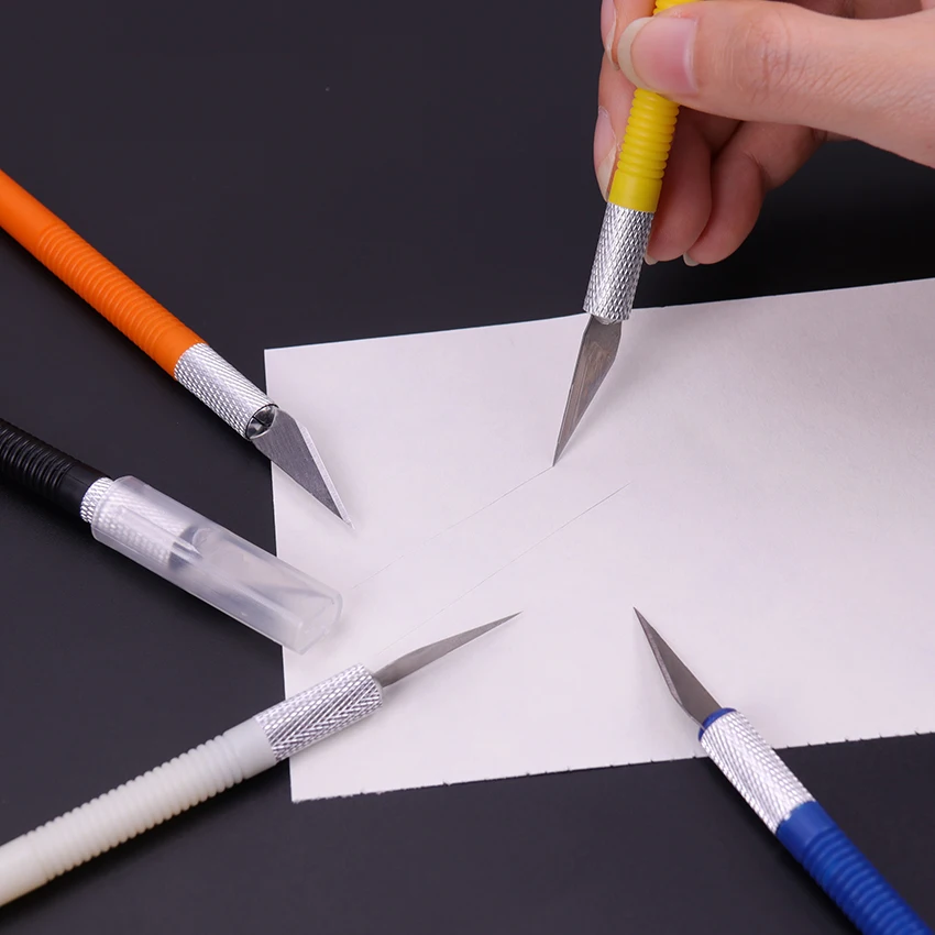 

1Set Metal Blade Knife Wood Paper Cutter Fruit Food Craft Pen Engraving Cutting Art Supplies DIY Stationery Utility Knife