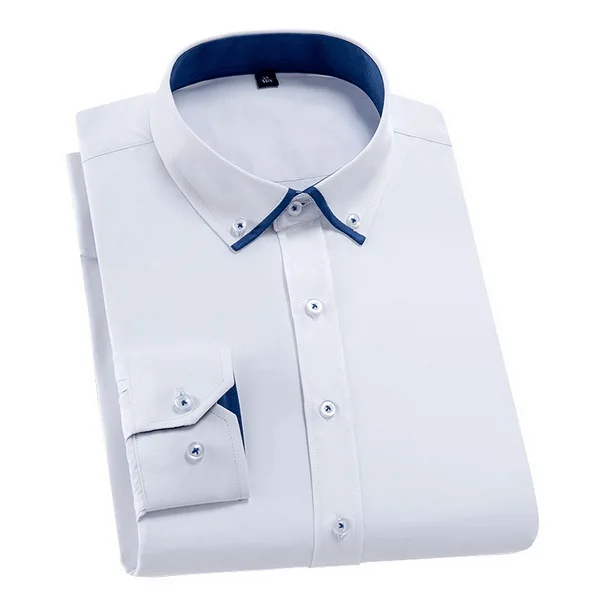 Men Dress Shirt Long Sleeve Slim Brand Man Shirts Designer High Quality Solid Male Clothing Fit Business Shirts 5XL MS033 - Цвет: 5-513