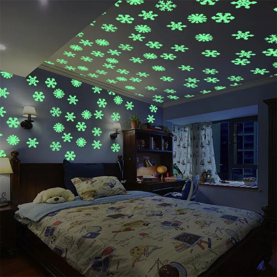 50PCS Glow in The Dark Snowflake Wall Stickers Colorful Luminous planets Toys Fluorescent Painting PVC Decor for Kids Room 50PCS Glow in The Dark Snowflake Wall Stickers Colorful Luminous planets Toys Fluorescent Painting PVC Decor for Kids Room