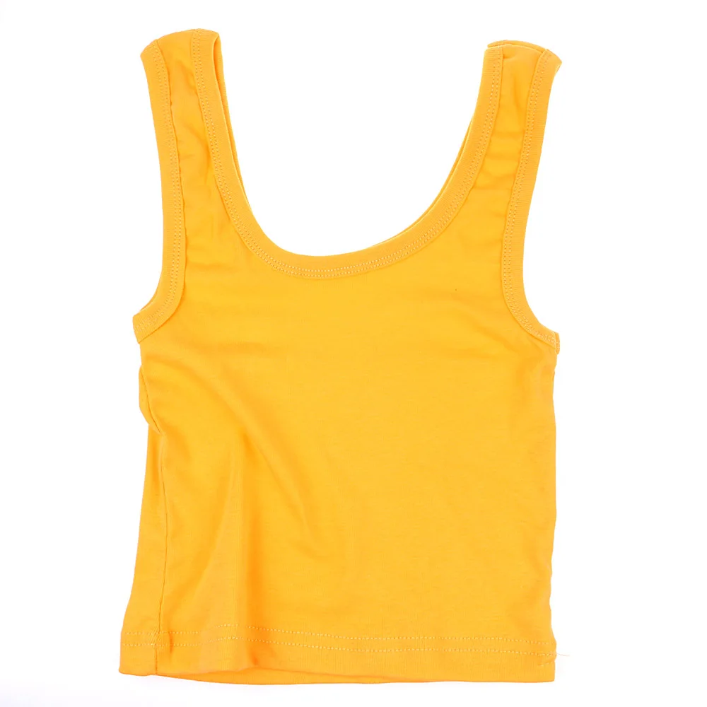 Модный летний женский жилет без рукавов с высокой талией из хлопка с короткими рукавами - Цвет: Цвет: желтый