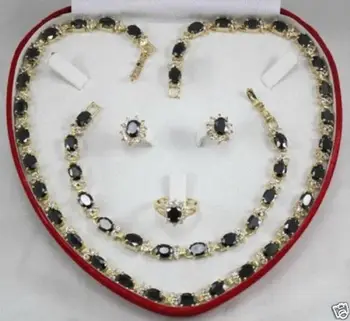 

women's gift true black yellow Earring Bracelet Necklace Ring+yuiyi8yui