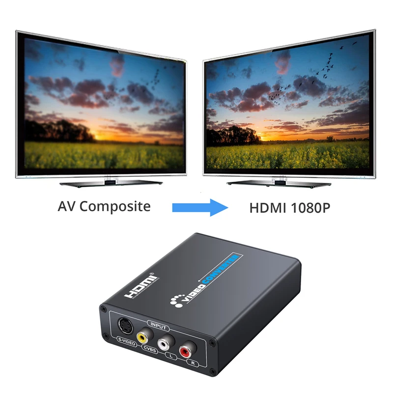 Neoteck 3RCA AV CVBS Композитный S видео R/L аудио HDMI адаптер Upscaler 720P 1080P для DVD VCR PS2 Video