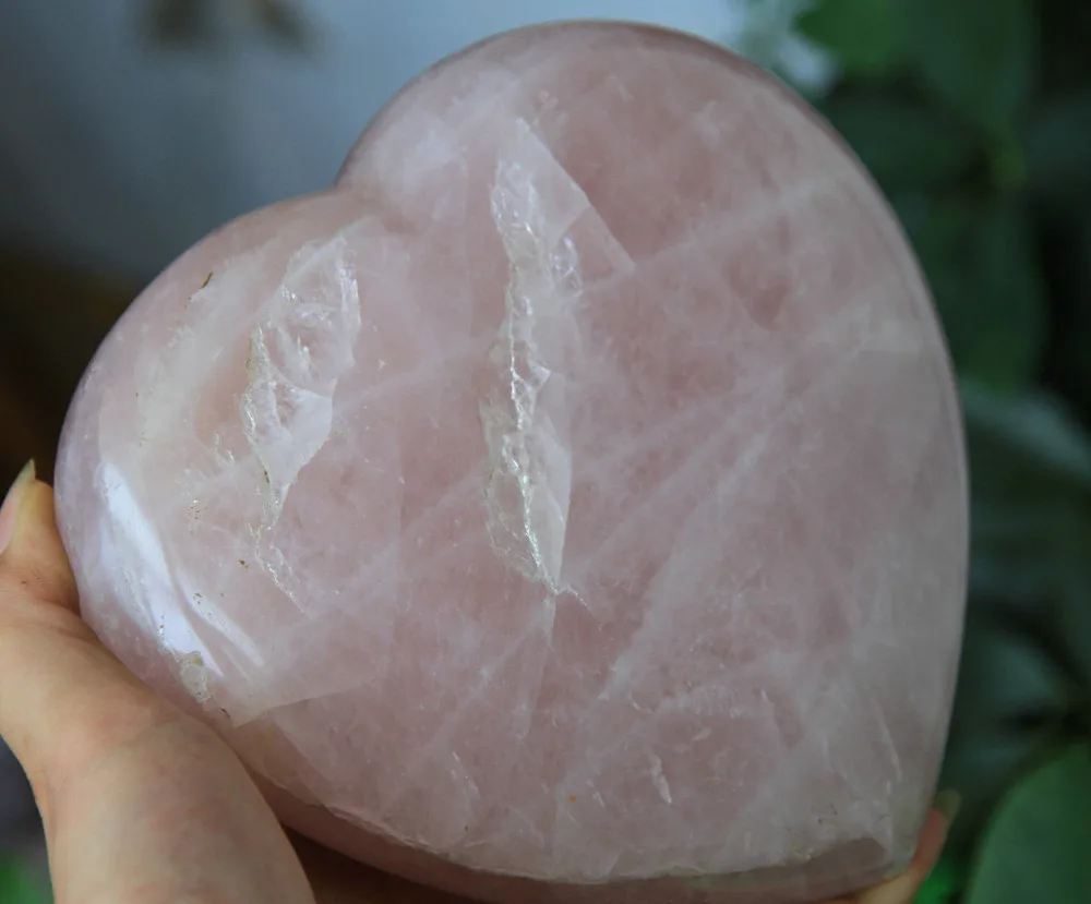 

huij 00756 NATURAL PRETTY ROSE QUARTZ CRYSTAL HEART HEALING Bronze Statue