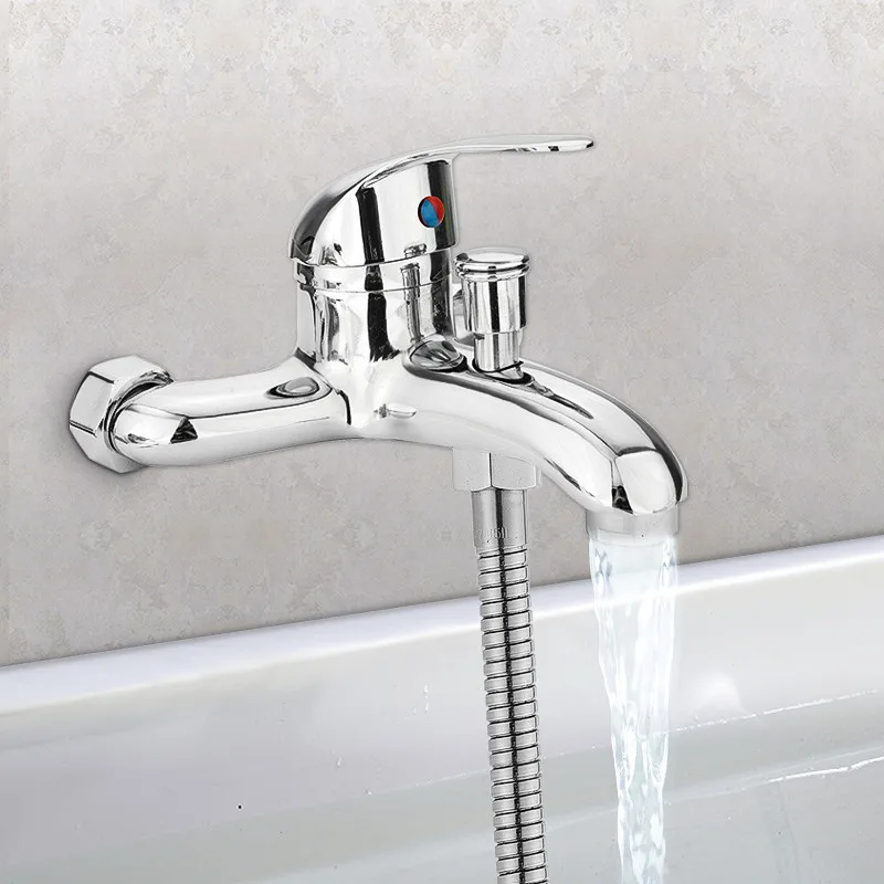 Kaufen Zink legierung Becken Armaturen Chrom Wand Montiert Heiß Kalt Wasser Dual Auslauf Mischbatterie Wasserhahn Bad Dusche Becken