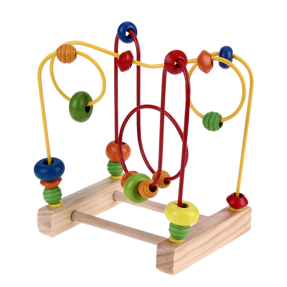 Детские деревянные игрушки математические счетные круги из бисера Abacus проволока лабиринт американские горки вокруг бисера проволока лабиринт Детские развивающие игрушки