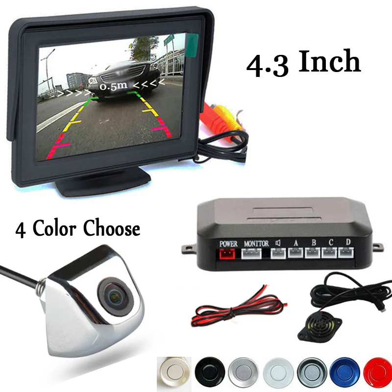 

Dual Core CPU Parking Sensors 4.3 inch Car mirror monitor CCD 8 LED Reverse Rear View camera Assist Backup Radar Alarm System