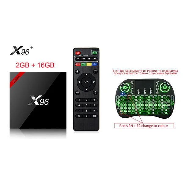 Горячее предложение! Распродажа! X96 Android 7,1 Smart tv BOX четырехъядерный HD2.0 4K* 2k Amlogic S905W с bluetooth-подключением+ ИК-пульт дистанционного управления - Цвет: 2g with keyboard