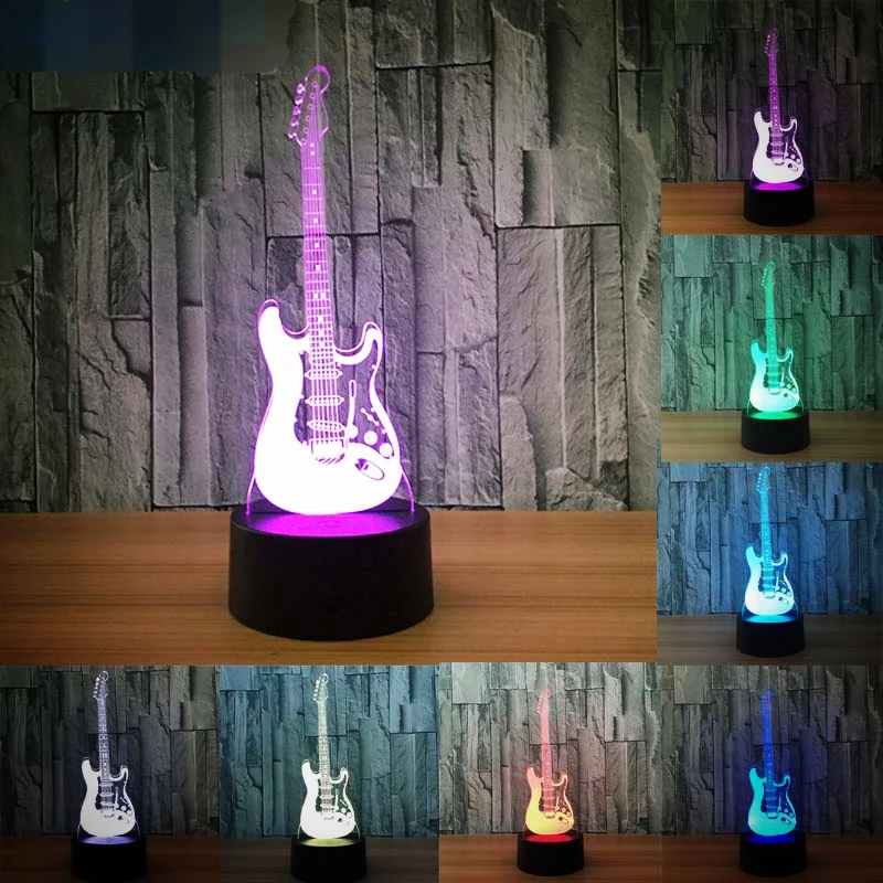 Guitar Led Lamp 7 Colors change use aa & USB Charge Baby touch night Light Fixture christmas