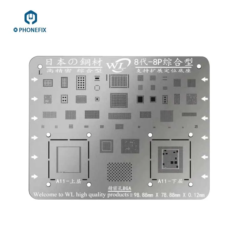 

PHONEFIX 0.12mm WL BGA Reballing Stencil Template CPU NAND IC Chips Soldering Repair Net For iPhone 5S 6 6P 6S 7 7P 8 8P