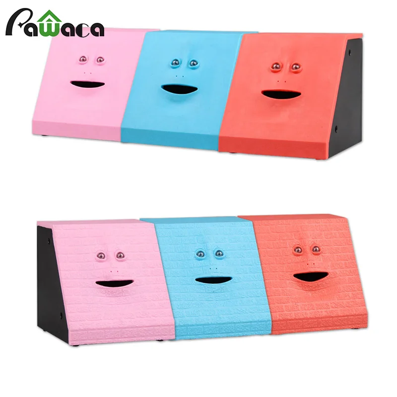 Cena Ludzka twarz skarbonka inteligentny czujnik przesunie funkcje twarzy automatycznie otwarte płytki jedzenie skarbonka skarbonka