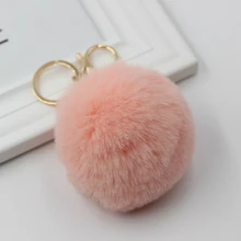 Милый розовый меховой брелок с помпоном искусственный мех мяч брелок пушистый помпон брелок сумка кольцо для колец с шармами для женщин CE05010/5