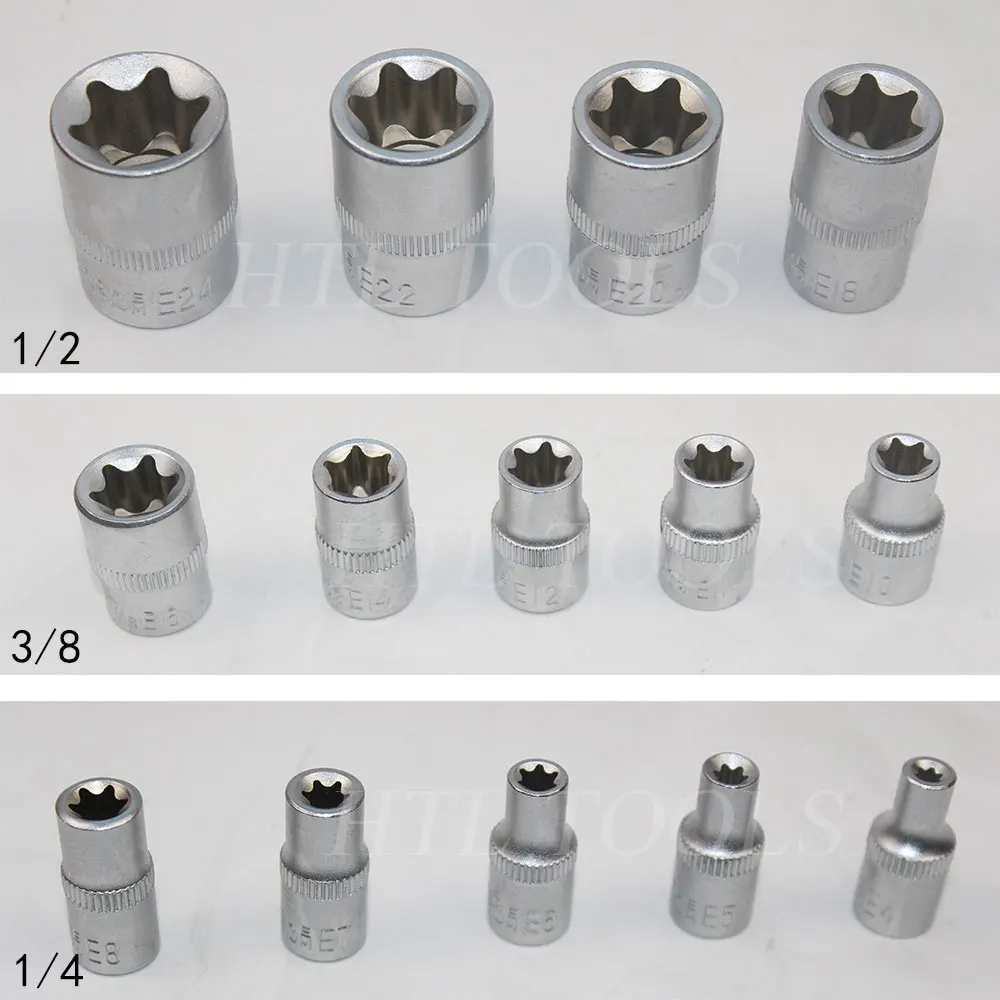 14 шт./компл. E Torx звезда шаблон Женский Бит Набор торцевых головок 1/" 3/8" 1/" Привод E4-E24 ремонт инструмент ручной инструмент комплект высокого качества