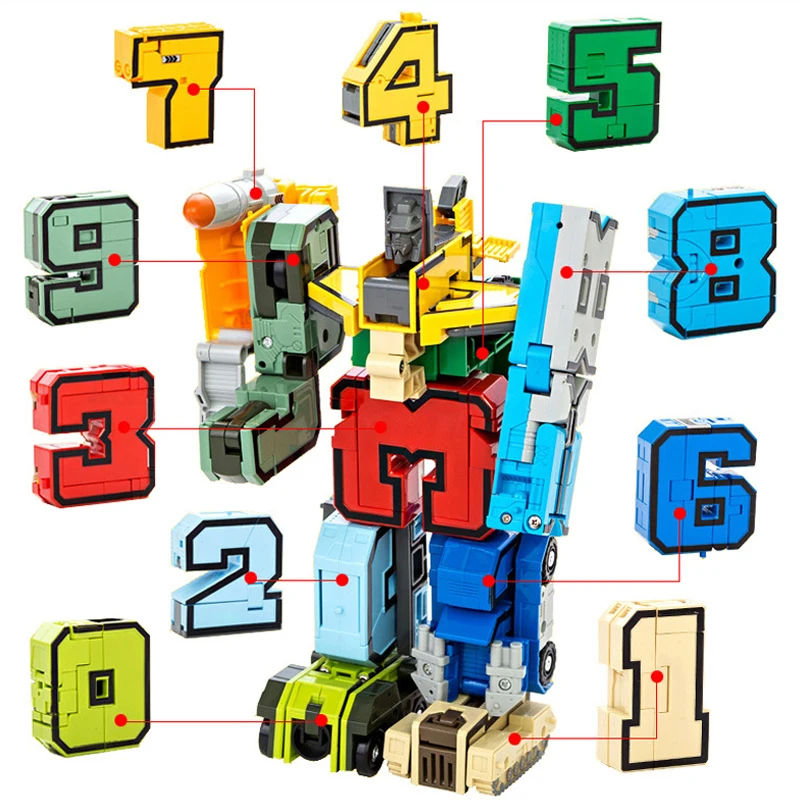 

10Pcs Action Figure Transformation Number Robot Deformation Robot Digital Creative Blocks Educational Blocks Toy For Children