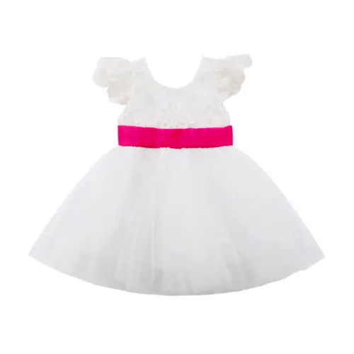 

Girl Lace Wedding Pageant Bow Tiered Party Tulle Formal Dress Clothing Flower Kids Baby Girls Clothes Dresses 1-5T