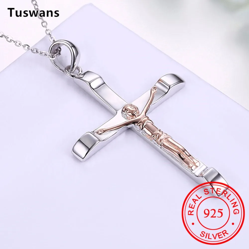Antique Silver Jesus Christ Necklace 100 925 Sterling Silver Pendant Necklace for Women Men