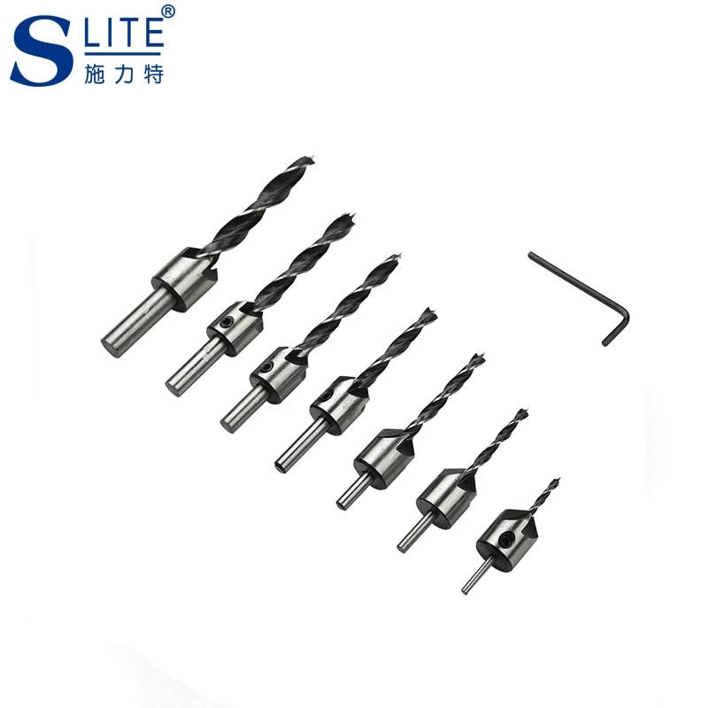 Slite 22PC Wood Screw Sharpening Knives Lapping Machine 7 Sets Of Woodworking Drill Bit Taper Hole Drilling Slite 22PC Wood Screw Sharpening Knives Lapping Machine 7 Sets Of Woodworking Drill Bit Taper Hole Drilling