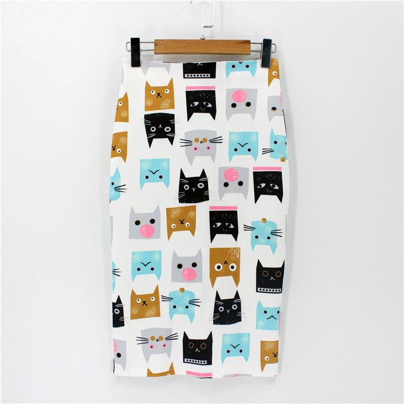 

2019 split rose high waist skirt print long skirt bag hip skirt professional women's temperament commuter skirt XDQ211 OLOEY