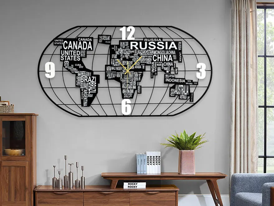 Часы карта мира настенные из дерева