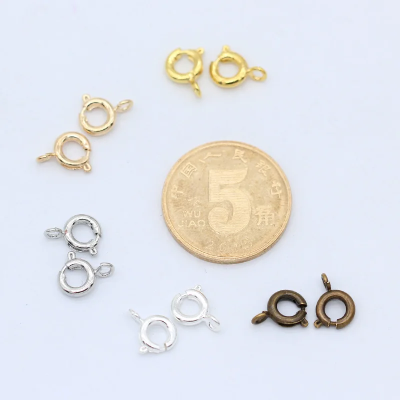 

20p 6mm silver gold plated spring bolt ring claw clasps connector spring clasp for jewelry findings Necklace Bracelet DIY Buckle