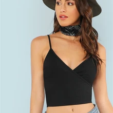 SHEIN Короткий Топ На Запах С Открытой Спиной Женские Летние Эластичные Сексуальные Топы Повседневные Топы