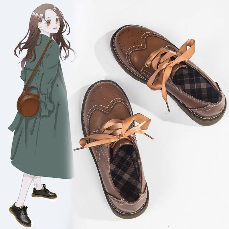 

SAILING LU Spring Women Shoes Brogue Oxfords Platform Flats Round Toe Lace Up Solid Slip on Female Casual Flat Shoes XWD7158