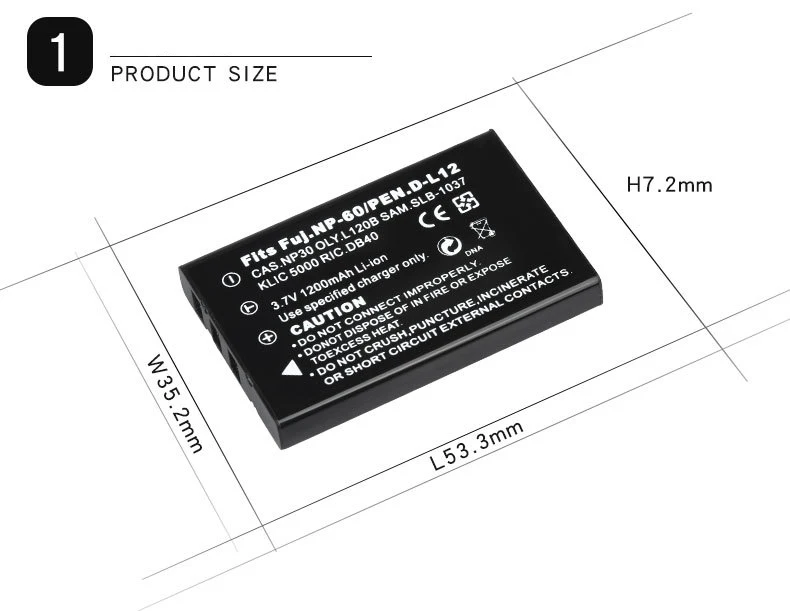 Dinto 1 шт. 3,7 V 1200 мА/ч, FNP-60 NP-60 NP 60 NP60 SLB 1137 1037 CNP-30 K5000 D-Li2 Li-20B аккумулятор для Fujifilm F410 F601 F501