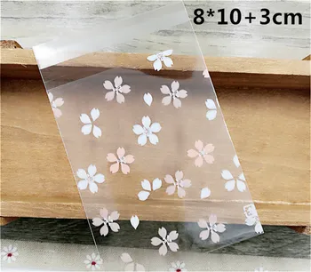 

700Pcs/Lot Flower Series - Pink & White Flower 4 Size Available Plastic Food Bag For Cake Bread Cookies