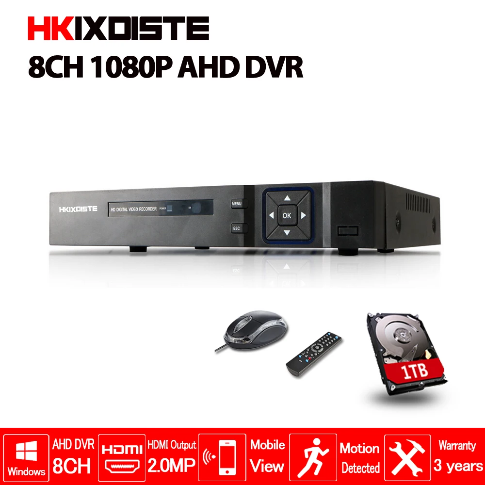 HKIXDISTE Home 8CH 1080P TVI. CVI AHD H 5 в 1 Гибридный DVR 2.0MP NVR видеорегистратор для AHD/аналоговая