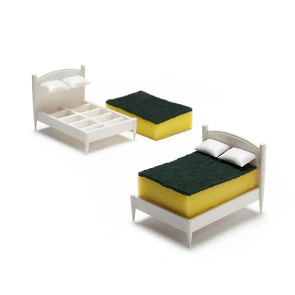 

Creative Kitchen Sponge Rub Storage Small Bed Bed Shape Scouring Cloth Storage Rack Kitchen Pool Storage Supplies