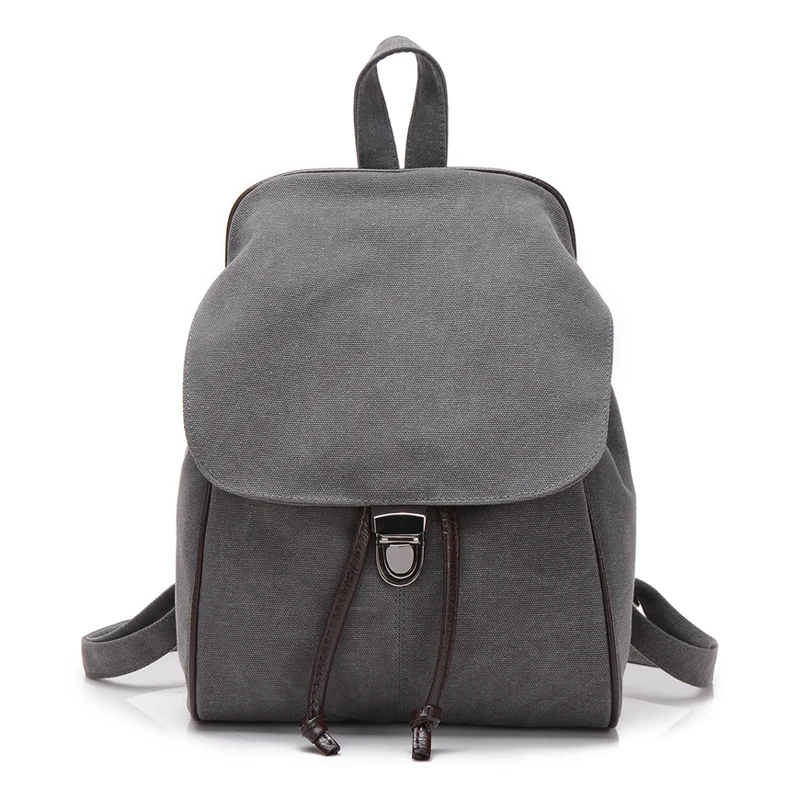 

2017 new canvas laptop backpack fashion female backpack large capacity teenage girl's backpack lock solid color backpack men