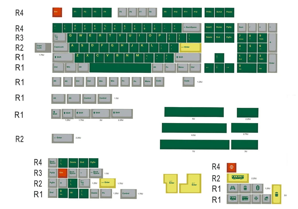 MP Green Train 151 ключ пять красителей PBT Сублимация вишня Заводская высота для механической игровой клавиатуры - Цвет: English Version